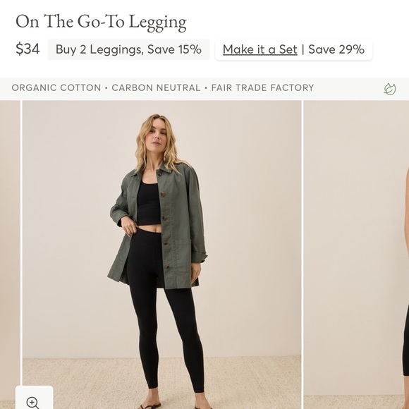 NWOT Pact Organic Cotton Black Leggings - Picture 4 of 9